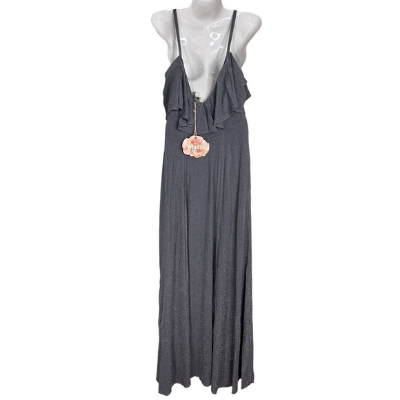Show Me Your Mumu Renee Ruffle Maxi Dress Dancing Queen Shine Smoke - Picture 6 of 11